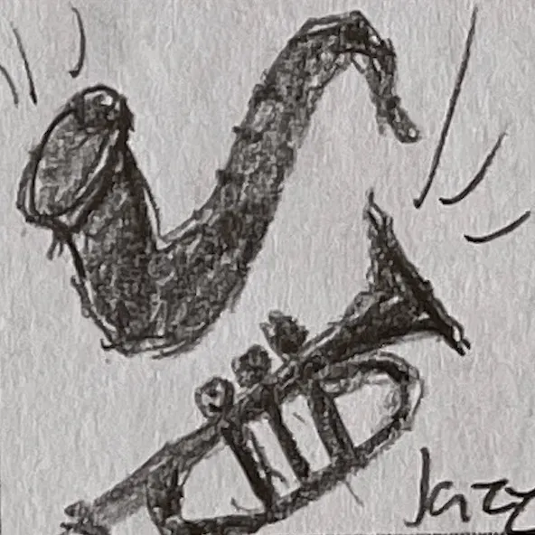 a saxophone and trumpet.